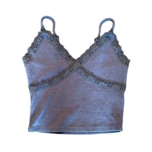 2/$15 Garage Charcoal Ribbed Cropped Tank XS